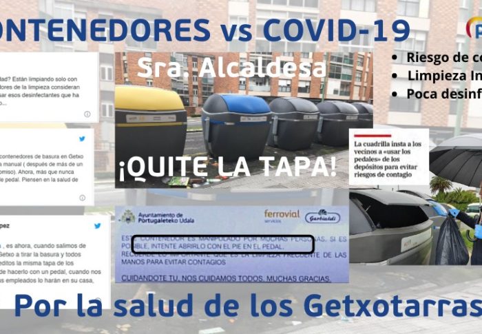El PP de Getxo insta a que de forma urgente se elimine la tapa pequeña de los contenedores y no se emitan recibos de basuras y alcantarillado a comerciantes y hosteleros