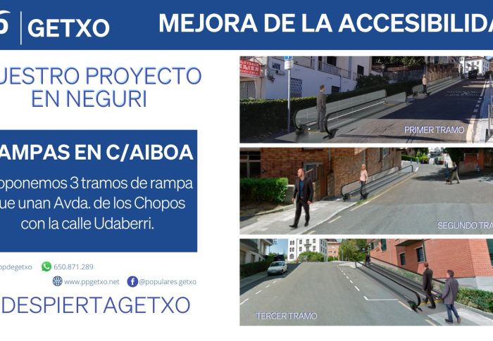 El PP de Getxo propone instalar rampas mecánicas que salven el desnivel de la calle Aiboa